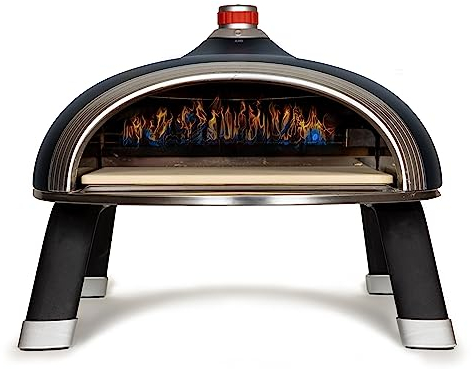 DeliVita Diavolo Gas- Fired Oven - Navy, Portable Outdoor Pizza Oven, Powered by Propane, Butane or Camping Bottles, Includes Accessories - Folding Peel, Carry Case, Temperature Gun & Gas Regulator