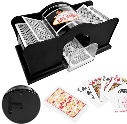 Mélangeur De Cartes Manuel À Manivelle, Mélangeur De Cartes À 2 Plats, Machine À Mélanger Les Cartes À 2 Niveaux, Mélangeur De Cartes Manuel avec Système À Manivelle Facile pour La Maison, Les Fêtes.