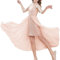 GRACE KARIN Bambina Vestito da Festa con Paillettes Abito Lungo Halter Senza Maniche con Sovrapposizione in Chiffon Oro Rosa 7-8 Anni