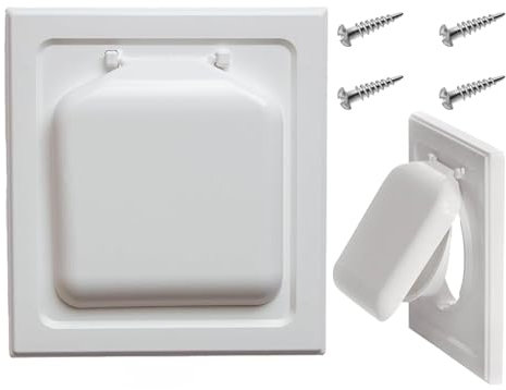 FIYSON Doppeltürlüfter Lüftungsgitter Ablufthaube, Einstellbar Rückstauklappe Wetterschutzgitter Haube Ø100mm für Abluftventilator, Rohrventilator，Fassadenschutz für Badezimmer Büro Küche Fabrik