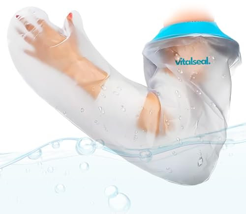 vitalseal - Funda Escayola Brazo Completo Adulto, Cubre Vendaje Impermeable para Ducha Piscina Reutilizable Adaptable, Protector Bolsa Antebrazo Mano Picc, Heridas Quemaduras Tatuajes