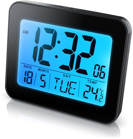 CSL – digitaler Wecker mit Licht – Temperatur – Datum – Uhrzeit – Schlummerfunktion/Snooze – Hintergrundbeleuchtung – kompakt für zuhause und unterwegs