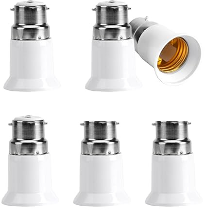 Adaptateur de Douille B22 vers E27,B22 vers E27 Adaptateur de Douille,Adaptateur Douille Ampoule,Adaptateur Ampoule,pour Ampoules LED,6 Pièces