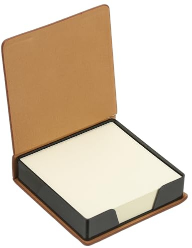 PATIKIL 140 Sheets Leather Sticky Notes Holder, 10in Post Notes Holder Storage Box Desktop Mini Square Case Business Card Holder Memo Pad Organizer for Desk Home Office Notebook, Brown