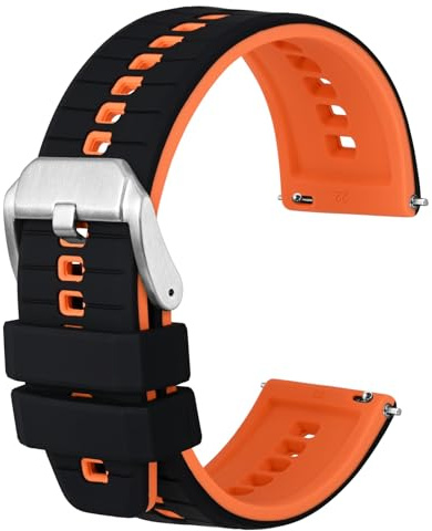 ANBEER Klockarmband i silikon, 18mm 20mm 22mm 24mm Snabbspänn klockarmband i gummi för herr dam, mjukt ersättningsarmband, 8 färger att välja mellan, 24mm, Ingen ädelsten