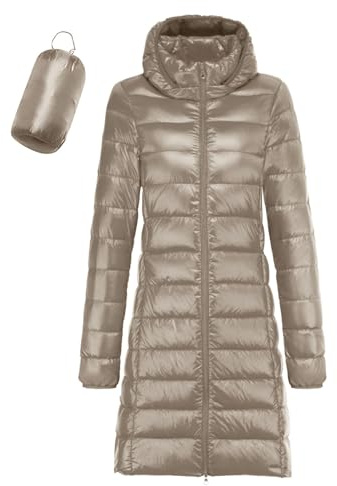 Generisch Janker Women's Windproof Winter Coat Without for Women with Recycled Insulation, Slim Long Warm White Down Coat Outerwear Winter Jacket Women L, gray, XXL