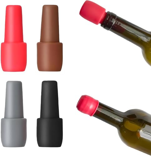 Xanthelle tapón de Botella de Vino, Paquete de 4 tapón de Silicona para Botellas de Vino, Cierre para Botellas de champán y de Cerveza, Tapa Reutilizable
