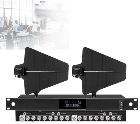 UHF Antenna Power Distribution System, Microphone Signal Amplifier, 450-950MHz Frequency Range, 16 Inputs for Party, Stage Performance, Weddings
