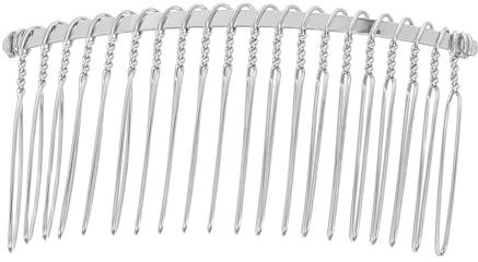 ULTECHNOVO Peigne à Cheveux en Métal Argenté pour Voile de Mariée, 20 Dents Torsadées en Fil Métallique Solide, pour Coiffures de Mariage et Créations DIY