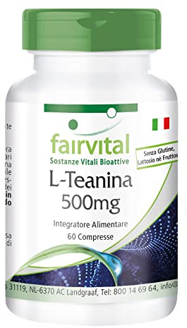 Fairvital | L-Teanina 500mg - per 2 mesi - VEGAN - alto dosaggio - 60 Compresse - Aminoacido