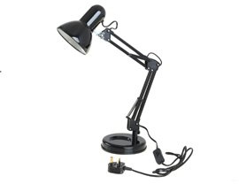 homelife for easy living 35W Swing Poise Hobby Desk Lamp - Tilt/Swivel Head - 35cm Swing Arm - Max. Height 52cm - Weighted Base with Desk Tidy - Inline Switch - L945BK - Black