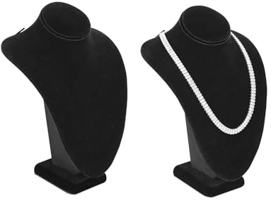 MOOCA 2 Pcs Small Necklace Chain Jewelry Bust Display Holder Stand, Necklaces Display Mannequin, Jewelry Bust Stand 7 1/4 in H, Black Velvet
