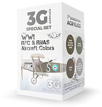 AK Interactive WWI RFC & RNAS. British Aircraft Colors 3Gen Paint Set, Green