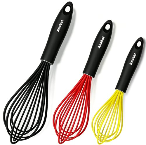 Anaeat Silicone Balloon Whisk, Perfect for Non-Stick Cookware, Milk and Egg Beater Blender, Heat Resistant Kitchen Whisks for Whisking, Cooking, Baking, Beating, Frothing & Stirring (Multicolor)
