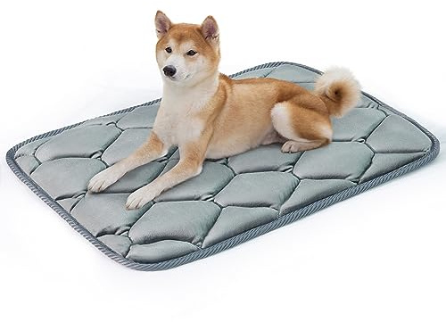 Geegoos Hundekäfigmatratze, waschbare, weiche Zwingerunterlagen, Haustierbettdecke, Hundekäfigmatte, geeignet für 30-Zoll-Käfige, Hundebettmatten für mittelgroße Hunde und Katzen (74 x 46 cm, grau)
