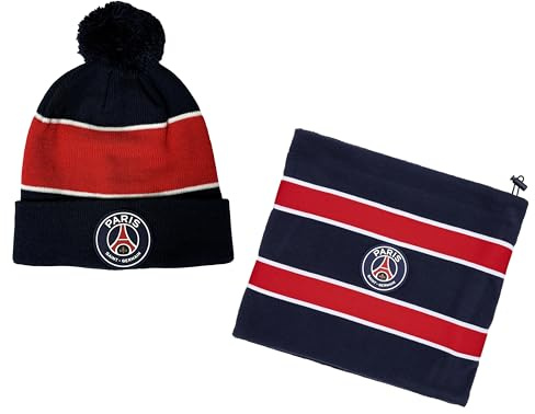 PSG Ensemble Bonnet + Cache Cou Polaire Collection Officielle Paris Saint Germain