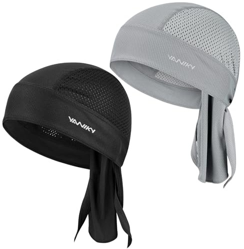 Yaniky Bandana Sportiva - Foulard Traspirante Uomo - Bandana Donna Durag Cappello da Corsa Turbante Estivo Uomo Cappello da Ciclismo Foulard per Ciclismo Viaggi Corsa Fitness, nero e grigio., Taglia