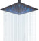 JUNSHENG Pommeau de douche à pluie, pomme de douche en acier inoxydable 304, douche fixe carrée noire avec LED (30 x 30 cm)