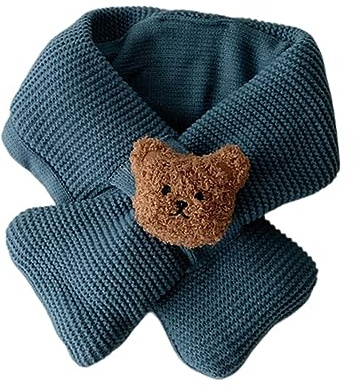 Cute Bear Neckerchief Winter Scarves For Kids Boys Girls Toddlers Infant Soft Wool Scarf Thicken Neck Cover Warm Scarf Baby Scarf Cute Bear Scarf Wool Neck Cover Warm Winter Scarves For Kids Boys