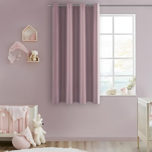 MRTREES Tende Corte Coprenti per Finestre Cucina Interni Tenda Rosa Scuro Oscurante con Occhielli Tende Camera da Letto Termiche Isolanti per Il Freddo Soggiorno Moderne, 140x160 CM, 1 Pannello