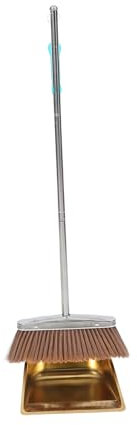 Cabilock Juego De Escoba y Recogedor De Acero Inoxidable Dorado Robusto para Hogar y Exterior