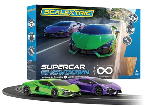Scalextric Racing Track Sets for Kids - C1457M Supercar Showdown - Lamborghini Vs. Lamborghini - Electric Race Kit for Boys & Girls 5+, Slot Car Toys & Games - 1:32 Scale Mini Car Sets