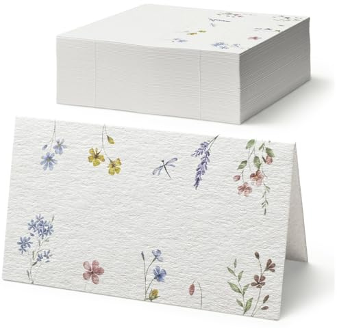 Place Cards for Weddings, 100-Count Table Name Markers, Blank Tent Cards, Seating Placecards for Dinner Parties, Banquets, Events, Meadow Keepsake