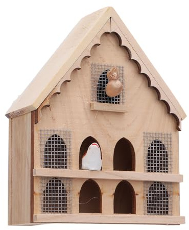 Hamwesh Casa para Pájaros de Madera, Escala 1:12, Kit de Bricolaje de Madera de Abedul sin Terminar, Kits de Casas para Pájaros para Niños, Pequeñas Casas de para Manualidades con 2 y Pegatina para