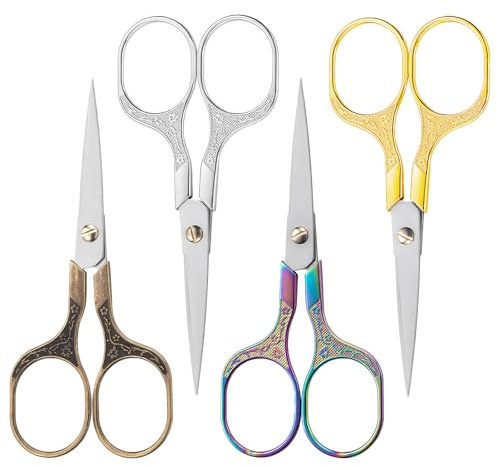 4 Pcs Embroidery Scissors, Stainless Steel Sewing Scissors for Needlework Thread Cutting Handicrafts Trimming & DIY Projects
