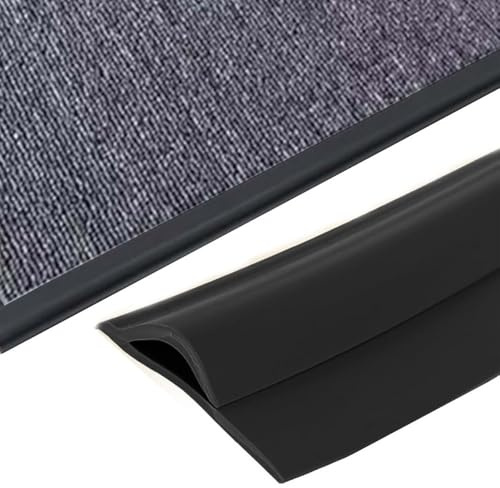 Tira de transición duradera y autoadhesiva para suelos de moqueta a suelos de baldosa/madera, borde de PVC extralargo (negro, longitud de 2 m)