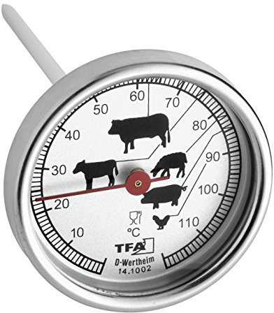 MAURER TFA Dostmann Analoges Bratenthermometer, 14.1002.60.90, aus Edelstahl, Fleischthermometer, Backofen/Grill