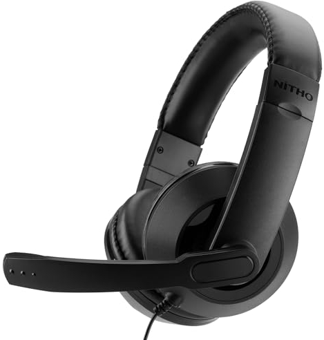NITHO NX100 Casque pour PC/PS4/PS5/Switch/Xbox One/Xbox Series X/S, Casque de Jeu Stéréo avec Microphone Pliable, Conducteur de 40 mm, Mini-Jack de 3.5 mm - Noir