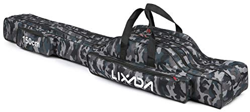 LIXADA 3 Couches Sac de Canne à pêche Canne Pliante Portable étui de Transport Moulinet de pêche Sac de Rangement étui