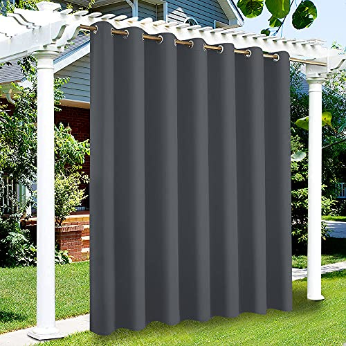 ele ELEOPTION Rideaux d'Extérieur Imperméables, Protection Anti-UV Coupe-Vent avec Oeillets, Rideaux Intérieur et Extérieur pour Pergola Jardin, Cour, Balcon (1 Pièces, Gris Foncé, 254 x 213 cm)