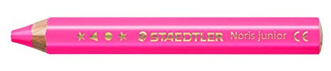 STAEDTLER 3in1 Buntstift Noris junior Bunt-,Wachsmal- und Aquarellstift, neon pink, extra bruchsicher, ideal für Kinder, für viele Oberflächen, 6 Buntstifte in neon pink, 140-F23