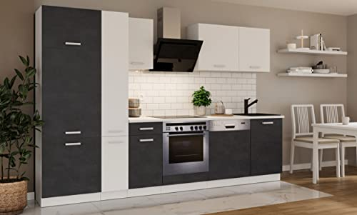 Kuechen-preisbombe Küche Toni 300 cm Küchenzeile Küchenblock Singleküche Einbauküche, Farbe:Matera
