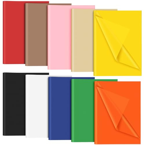 NEBURORA 120 hojas de papel de regalo multicolor, papel de seda de 10 colores, pañuelos artísticos a granel para regalos de cumpleaños, vacaciones, embalaje, ramo, decoración