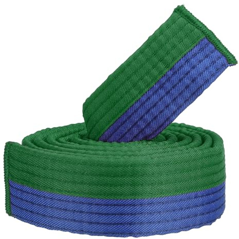 PATIKIL Cinturón de Rango de Taekwondo de Colores 1.6 x6ft 1.8M Cinturón de Poliéster para Artes Marciales Judo Karate para Enseñanza de Entrenadores Verde-Azul