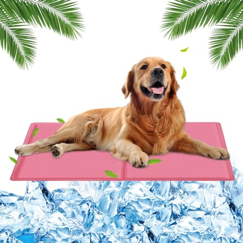 MUXIWOM Tappetino Refrigerante in Gel Non Tossico per Cani e Gatti, 65x50cm Tappeto Rinfrescante in Estate (Rosa)