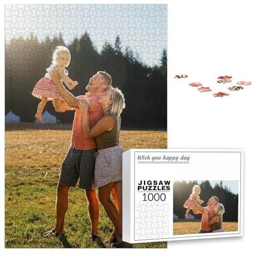 PSUNEY Puzzle Personnalisé Cadre Photo 35/70/120/200/300/500/1000/1500/2000/3000 Pièces Personnalisez Votre Image Cadeaux pour Adultes Famille Enfants Amis Anniversaire