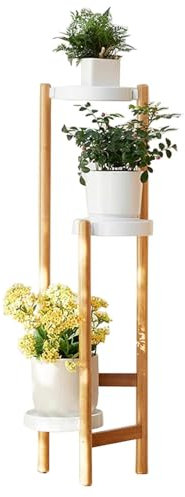 SRHIMEOS Estantería Madera Plantas Exterior, Soporte Plantas Interior con 3 Estantes, Estante Decorativa De Escalera De Macetas, Soportes para Flores Alto, para Esquina