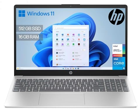 HP 15-fd0376ns- Ordenador portátil de 15.6 FHD (Intel Core i5-1334U, 16GB RAM, 512GB SSD, Intel Iris Xe Graphics, Windows 11) Plata - Teclado QWERTY Español