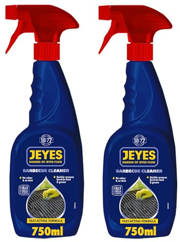 Jeyes BBQ Cleaner (2 x 750ml) – Fast-Acting Formula Cuts Through Burnt-On Food and Grease - Oven Cleaner Heavy Duty - Odour and Taint-Free - Safe for Grills, Racks and Surfaces