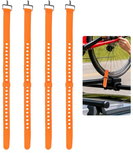 4PCS Heavy Duty Voile Straps 50cm, Adjustable Tie down Rubber Straps with Aluminum Buckle Quick Release Velcro Strap Alternative for Bikes, Ski, Cargo, Sports, Outdoor Lashing Gear (Orange)