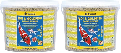 Koi&Goldfish Basic Sticks 5L / 430g - Aliment de Base Flottant pour carpes koï et Poissons d'étang (Lot de 2)