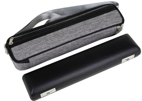 BAZEITFLOW Bolsa para Flauta de 16/17 Agujeros y Acolchada, Estuche Portátil Gris para Instrumentos Musicales Asa para Transporte, Bolsa de Almacenamiento Práctica para Viaje y Protección
