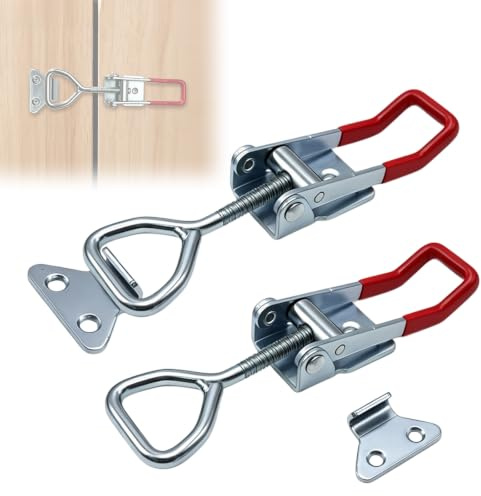2 Piezas Abrazaderas de Palanca Ajustables de Acero Inoxidable, Pestillos de Palanca de Alta Resistencia con Orificio de Cierre, Ajustables de 150-170 mm, Ideales para Puertas de Armario y Más Aplicac