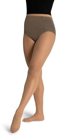 Capezio Studio Basics Collant résille avec coutures pour femme - Beige - Small