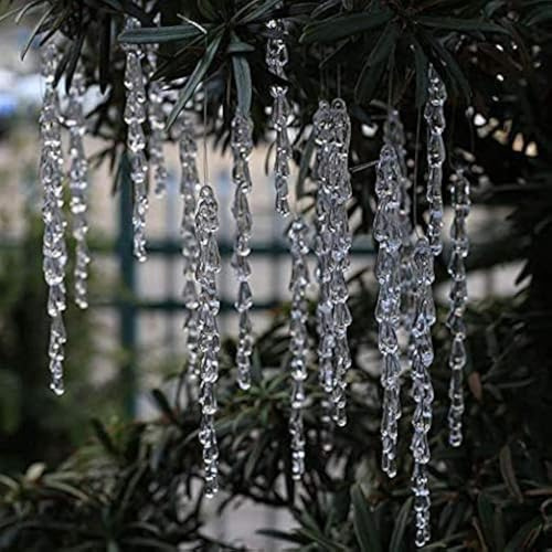 ToBeIT Juego de 25 Adornos de carámbanos, decoración navideña acrílica Transparente (25 Piezas de Adorno de carámbano)