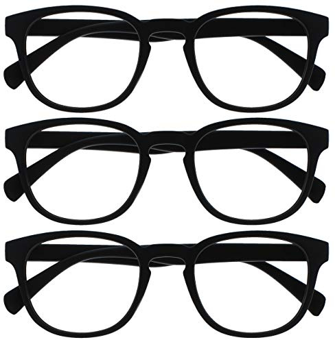 OPULIZE Pop Fernbrille 3er Pack Kurzsichtigkeit Keck Rund Matt Rahmen Federscharniere Kratzfest Schwarz Herren Damen MMM2-1 -2.00